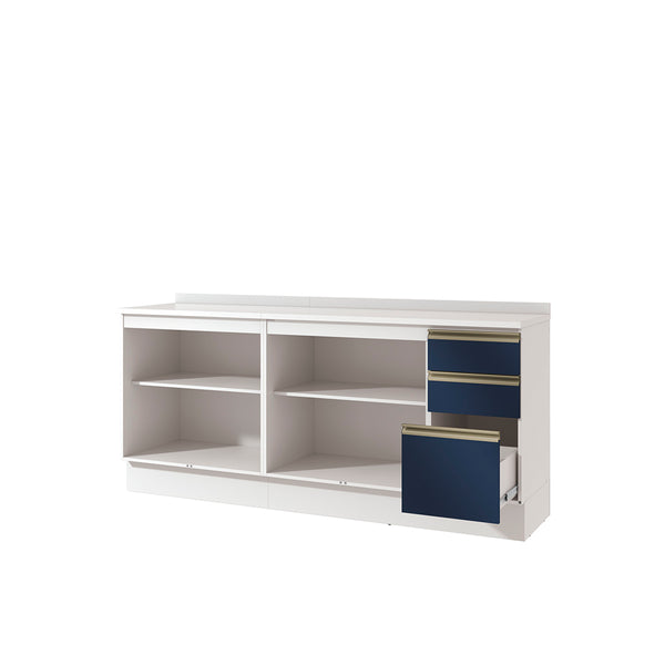 Bajo Mesada 200cm MDF 3 Cajones Kappesberg Blanco/Azul