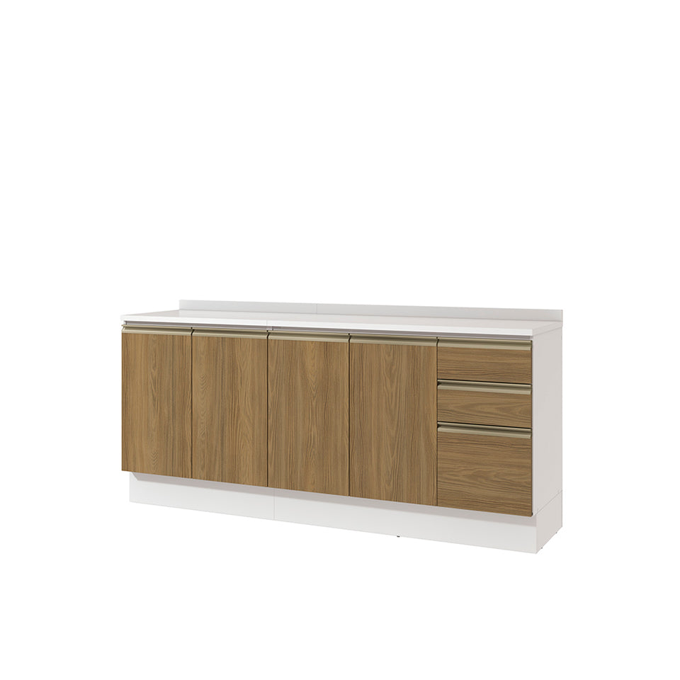 Bajo Mesada 200cm MDF 3 Cajones Kappesberg Blanco/Marrón