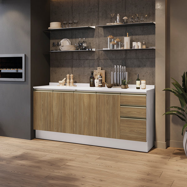 Bajo Mesada 200cm MDF 3 Cajones Kappesberg Blanco/Marrón