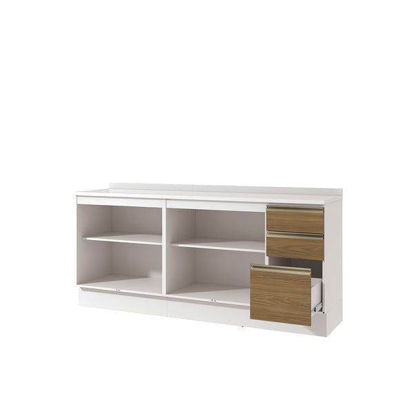 Bajo Mesada 200cm MDF 3 Cajones Kappesberg Blanco/Marrón