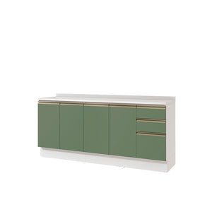 Bajo Mesada 200cm MDF 3 Cajones Kappesberg Blanco/Verde