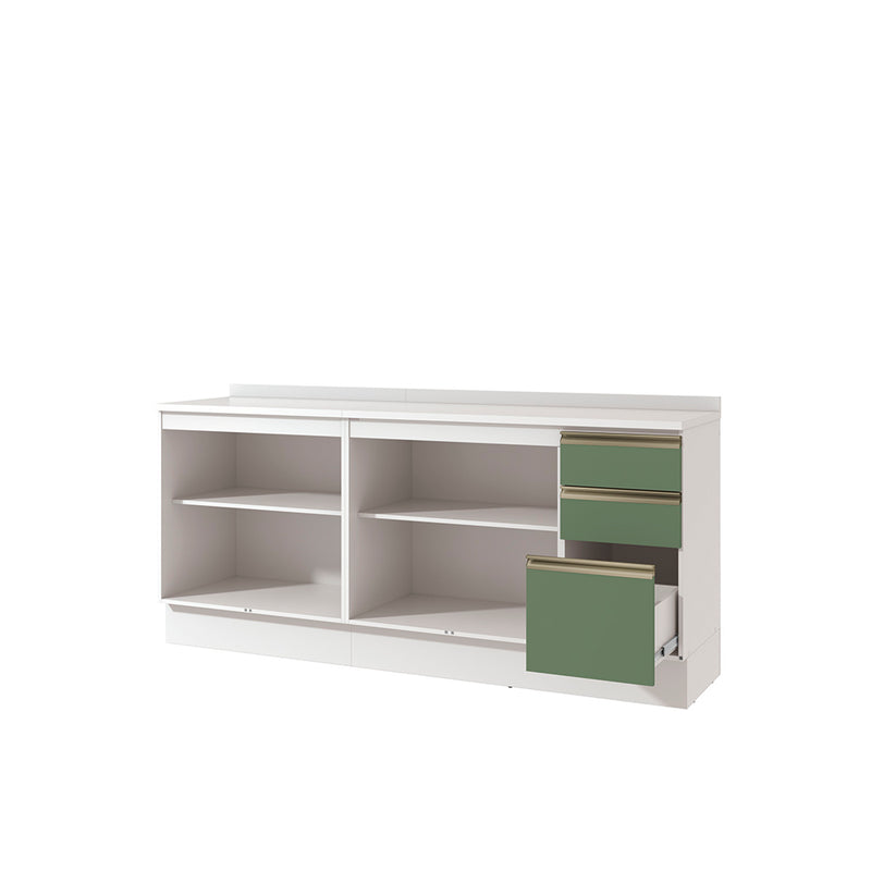 Bajo Mesada 200cm MDF 3 Cajones Kappesberg Blanco/Verde
