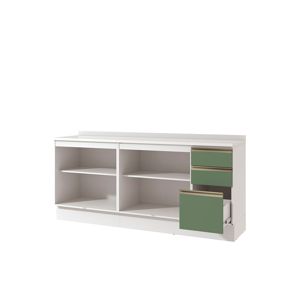 Bajo Mesada 200cm MDF 3 Cajones Kappesberg Blanco/Verde