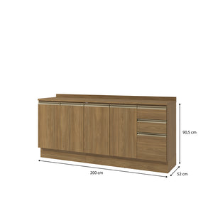 Bajo Mesada 200cm MDF 3 Cajones Kappesberg Marrón
