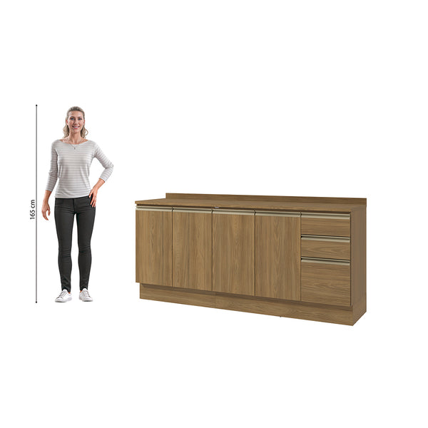 Bajo Mesada 200cm MDF 3 Cajones Kappesberg Marrón