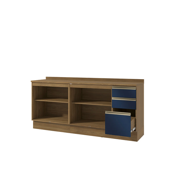 Bajo Mesada 200cm MDF 3 Cajones Kappesberg Marrón/Azul