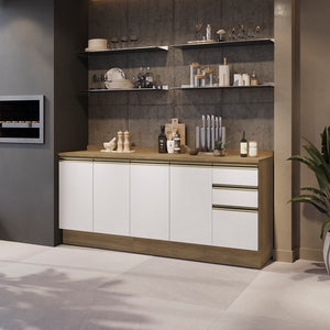 Bajo Mesada 200cm MDF 3 Cajones Kappesberg Marrón/Blanco