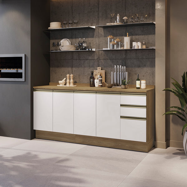 Bajo Mesada 200cm MDF 3 Cajones Kappesberg Marrón/Blanco