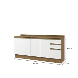 Bajo Mesada 200cm MDF 3 Cajones Kappesberg Marrón/Blanco