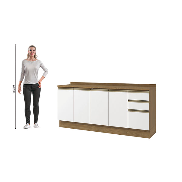 Bajo Mesada 200cm MDF 3 Cajones Kappesberg Marrón/Blanco