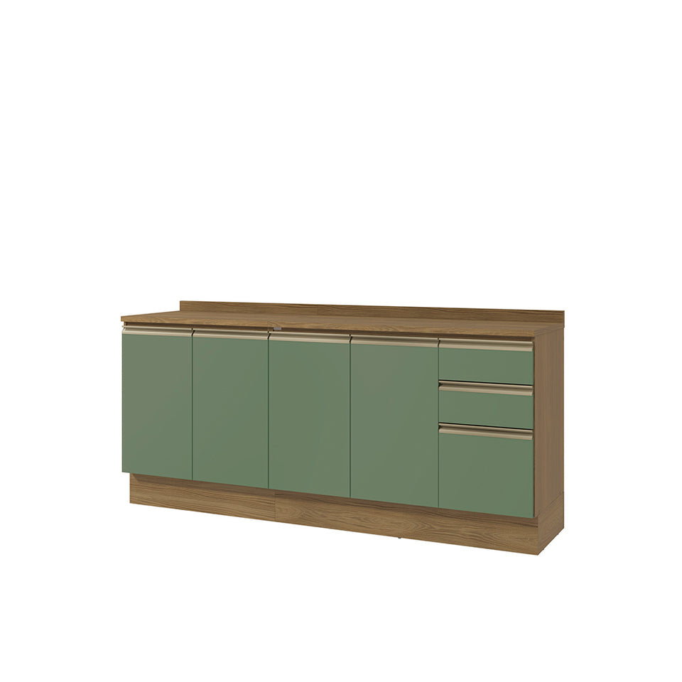 Bajo Mesada 200cm MDF 3 Cajones Kappesberg Marrón/Verde