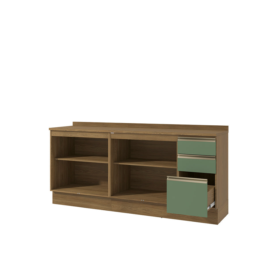 Bajo Mesada 200cm MDF 3 Cajones Kappesberg Marrón/Verde