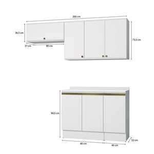 Cocina Compacta 200cm MDF 7 Puertas Kappesberg Blanco