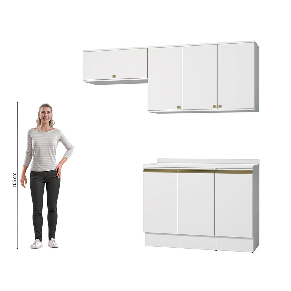 Cocina Compacta 200cm MDF 7 Puertas Kappesberg Blanco