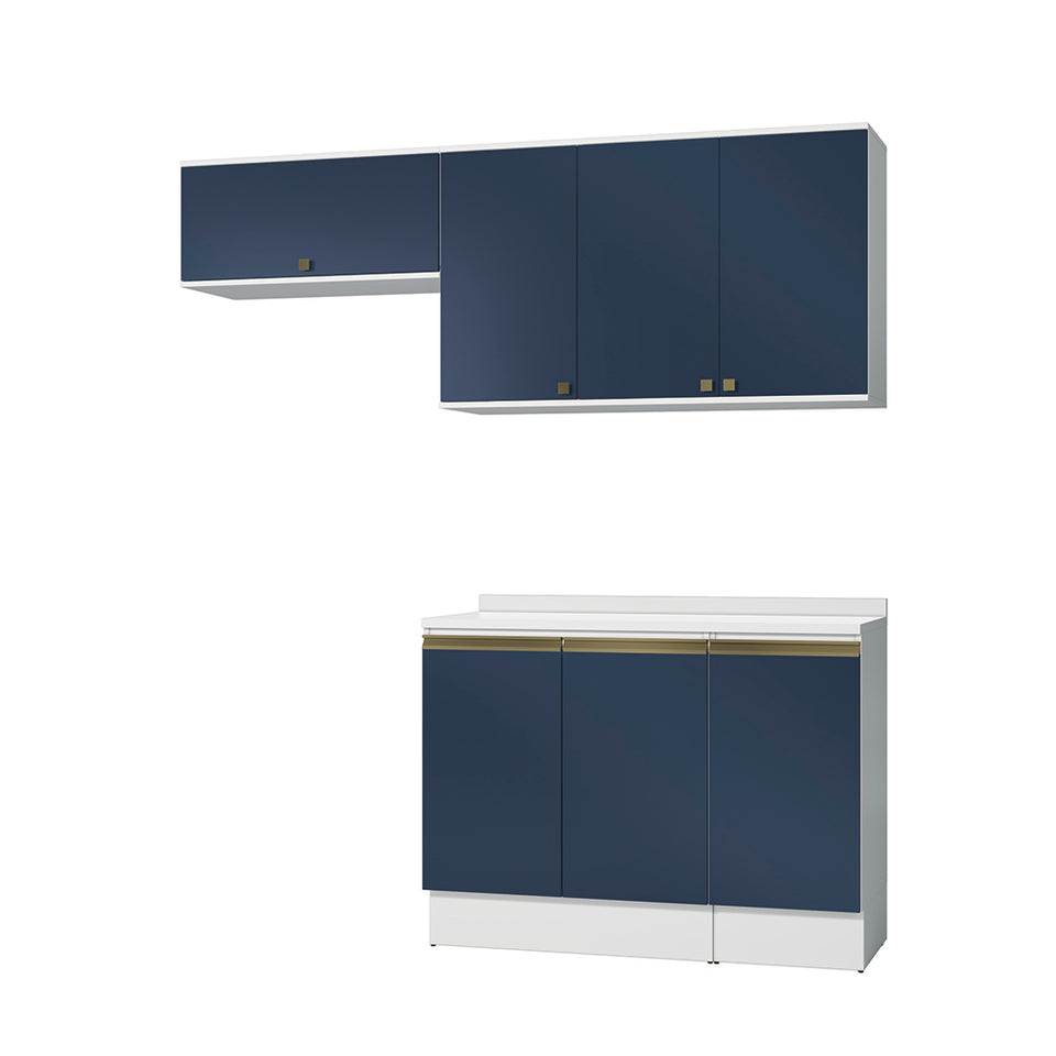 Cocina Compacta 200cm MDF 7 Puertas Kappesberg Blanco/Azul