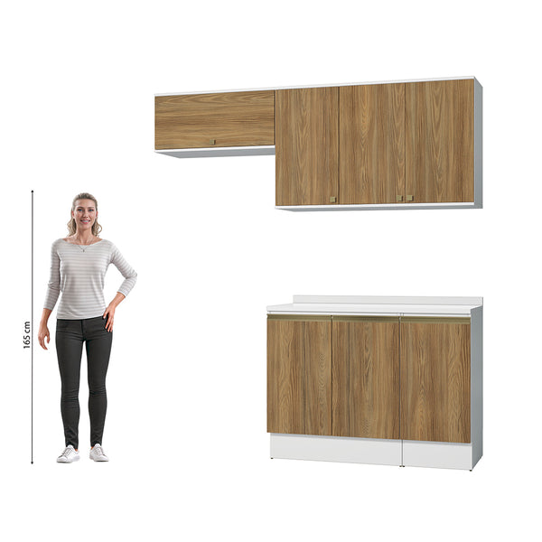 Cocina Compacta 200cm MDF 7 Puertas Kappesberg Blanco/Marrón