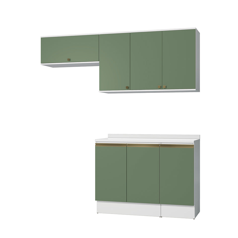 Cocina Compacta 200cm MDF 7 Puertas Kappesberg Blanco/Verde
