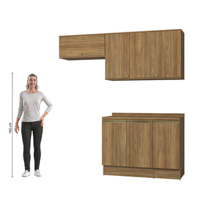 Cocina Compacta 200cm MDF 7 Puertas Kappesberg Marrón