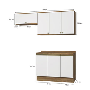 Cocina Compacta 200cm MDF 7 Puertas Kappesberg Marrón/Blanco
