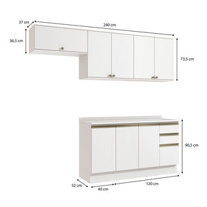Cocina Completa 240cm MDF 3 Cajones Kappesberg Blanco