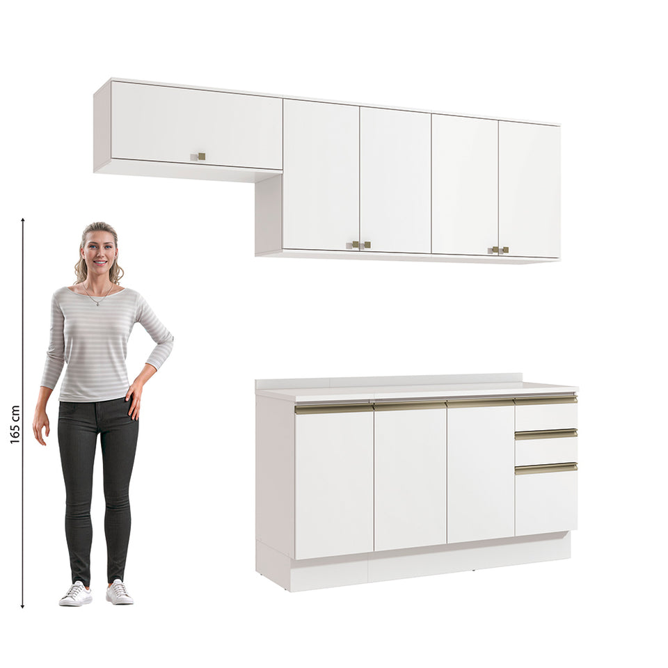 Cocina Completa 240cm MDF 3 Cajones Kappesberg Blanco