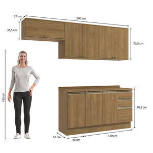 Cocina Completa 240cm MDF 3 Cajones Kappesberg Marrón