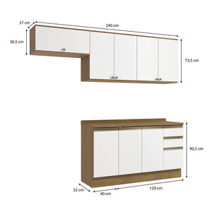 Cocina Completa 240cm MDF 3 Cajones Kappesberg Marrón/Blanco