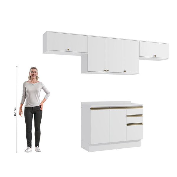 Cocina Completa 280cm MDF 3 Cajones Kappesberg Blanco