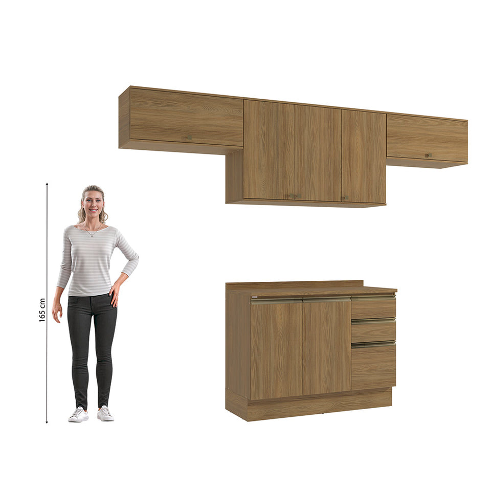 Cocina Completa 280cm MDF 3 Cajones Kappesberg Marrón