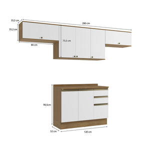 Cocina Completa 280cm MDF 3 Cajones Kappesberg Marrón/Blanco