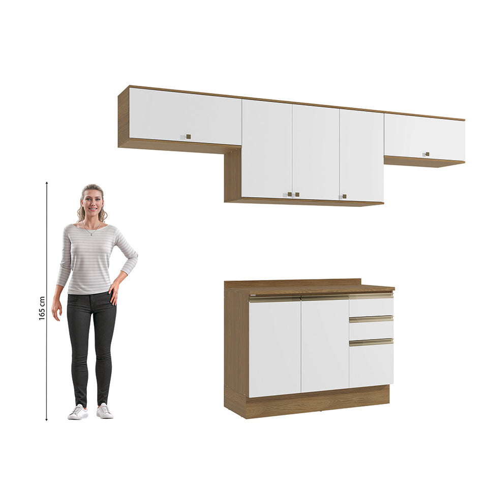 Cocina Completa 280cm MDF 3 Cajones Kappesberg Marrón/Blanco