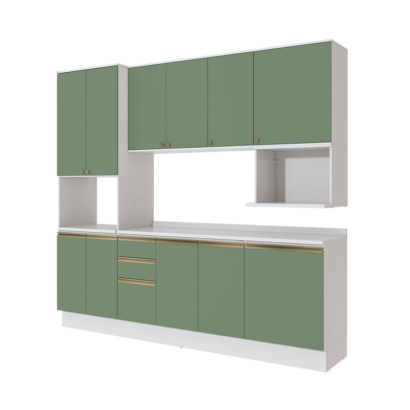 Cocina 250cm Nicho Microondas Kappesberg Blanco Verde
