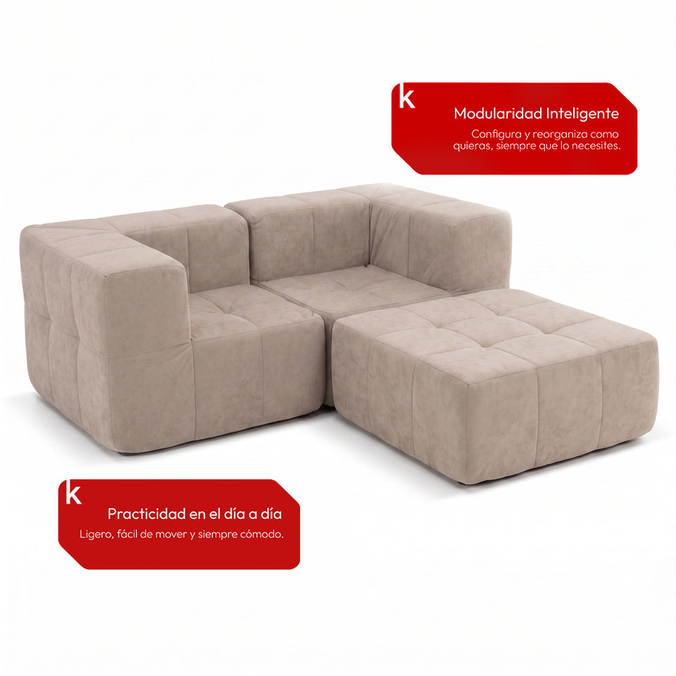Sofá Modular 3 Piezas 172cm Bouclé Kappesberg Capuccino