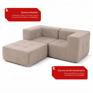 Sofá Modular 3 Piezas 172cm Bouclé Kappesberg Capuccino