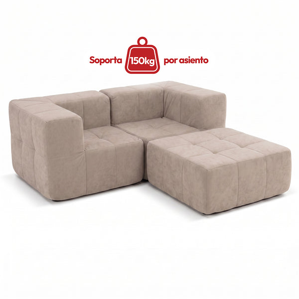 Sofá Modular 3 Piezas 172cm Bouclé Kappesberg Capuccino