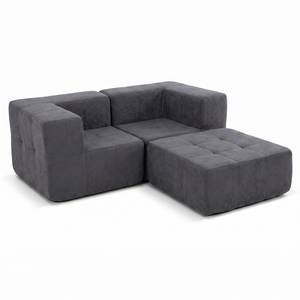 Sofá Modular 3 Piezas 172cm Bouclé Kappesberg Azul Titanio