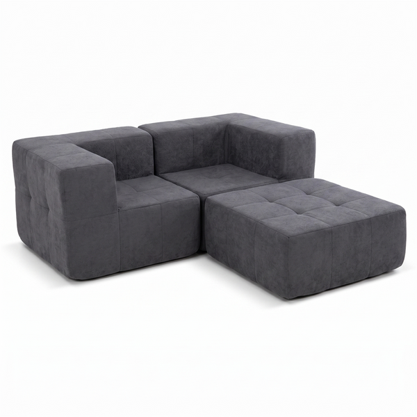 Sofá Modular 3 Piezas 172cm Bouclé Kappesberg Azul Titanio