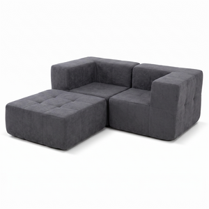 Sofá Modular 3 Piezas 172cm Bouclé Kappesberg Azul Titanio