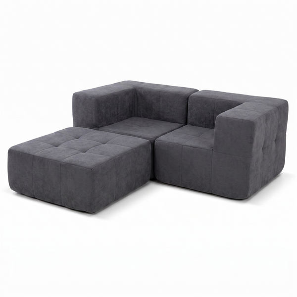 Sofá Modular 3 Piezas 172cm Bouclé Kappesberg Azul Titanio