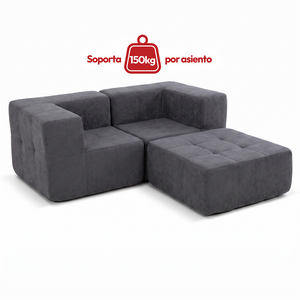 Sofá Modular 3 Piezas 172cm Bouclé Kappesberg Azul Titanio
