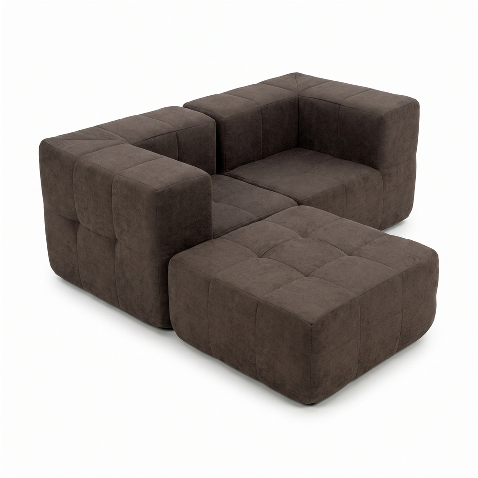 Sofá Modular 3 Piezas 172cm Bouclé Kappesberg Chocolate
