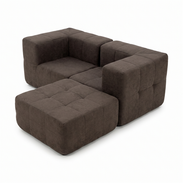 Sofá Modular 3 Piezas 172cm Bouclé Kappesberg Chocolate