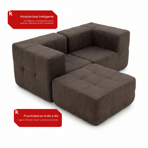 Sofá Modular 3 Piezas 172cm Bouclé Kappesberg Chocolate