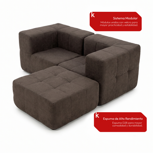 Sofá Modular 3 Piezas 172cm Bouclé Kappesberg Chocolate