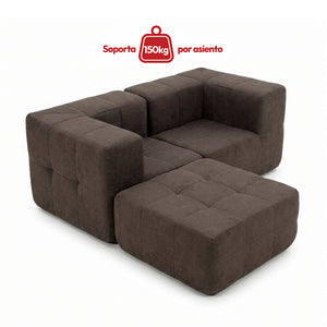 Sofá Modular 3 Piezas 172cm Bouclé Kappesberg Chocolate