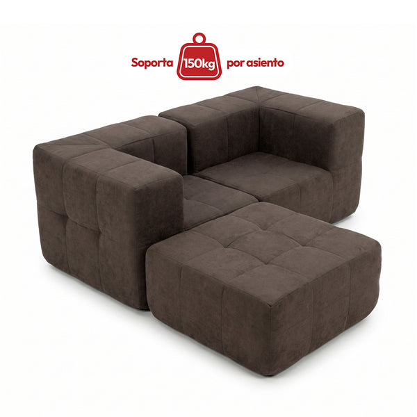 Sofá Modular 3 Piezas 172cm Bouclé Kappesberg Chocolate