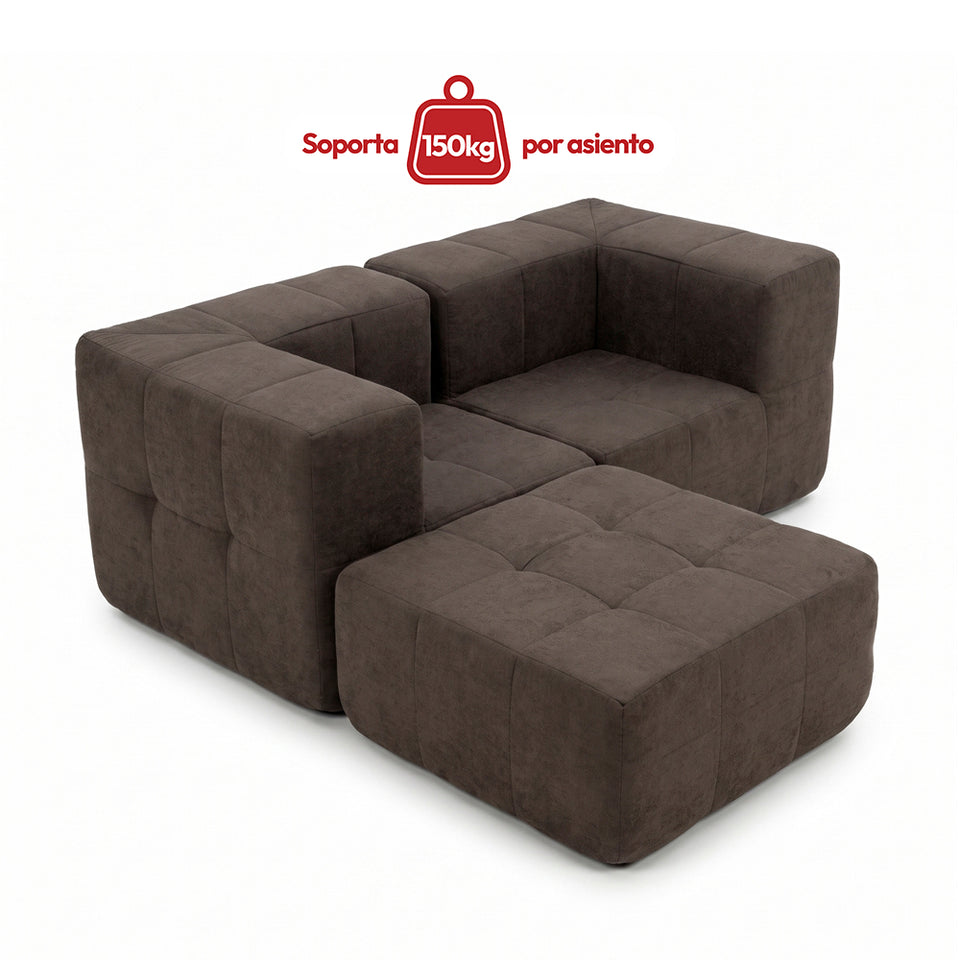 Sofá Modular 3 Piezas 172cm Bouclé Kappesberg Chocolate
