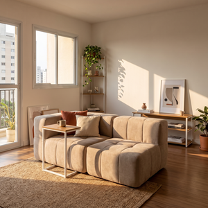 Sofá Modular 2 Piezas 170cm Bouclé Kappesberg Capuccino