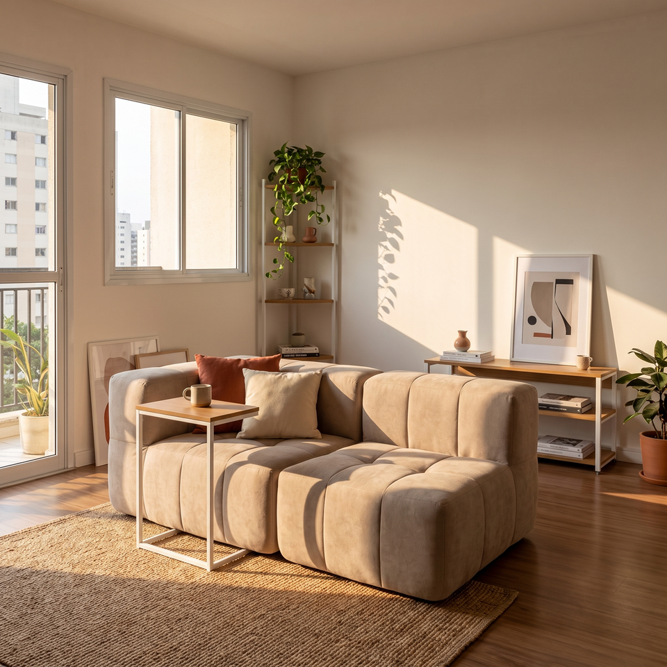 Sofá Modular 2 Piezas 170cm Bouclé Kappesberg Capuccino