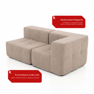 Sofá Modular 2 Piezas 170cm Bouclé Kappesberg Capuccino
